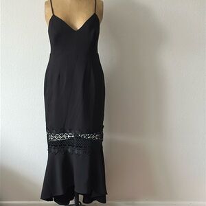 La Maison Talulah M black dress spaghetti straps see through portion great cond